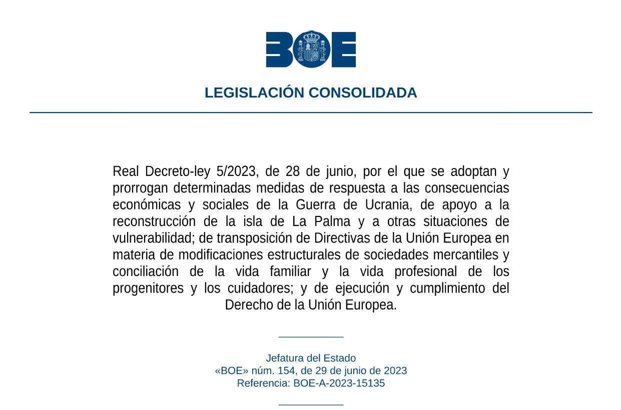 LOS NUEVOS PERMISOS DERIVADOS DEL RDL 5/2023 (SU INCIDENCIA EN EL